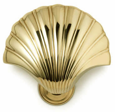 Antique Golden Brass Seashell Door Knocker, Size: L7.25xW3 Inches